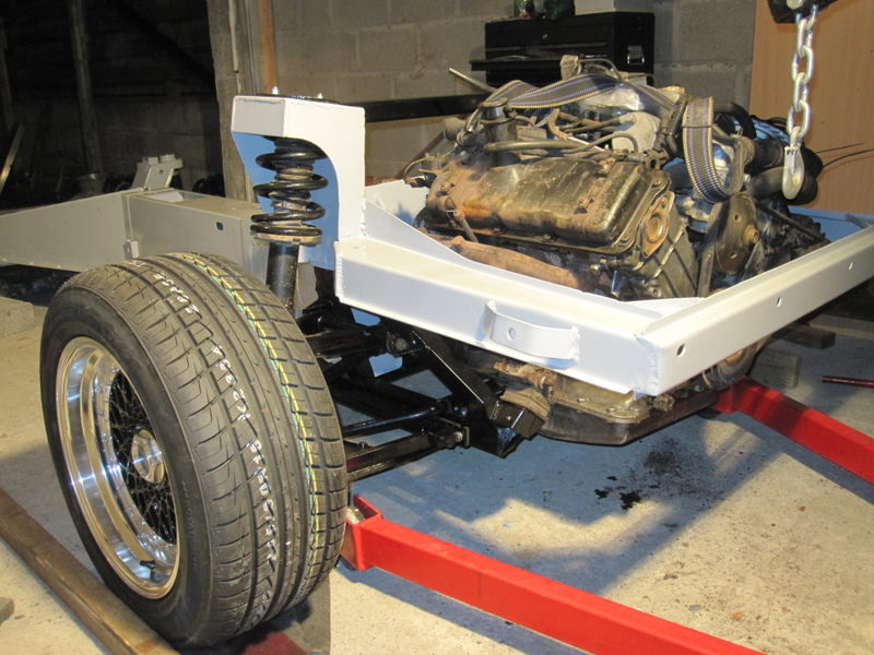 Dropping the PRV V6 into the new chassis.